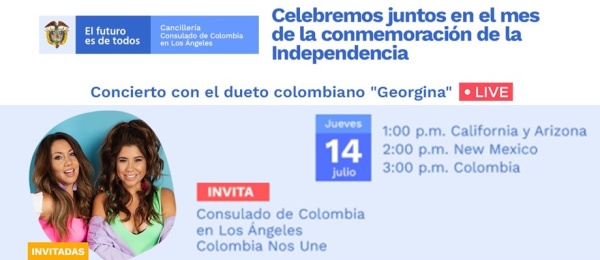 Consulado de Colombia en Los Ángeles invita al Concierto con el dueto colombiano “Georgina” el 14 de julio