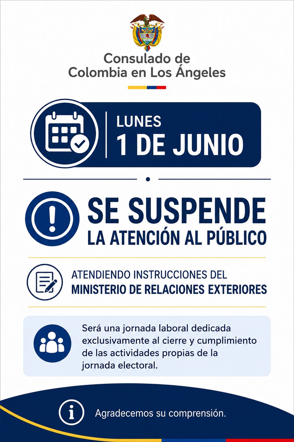 1 de junio no atención al público